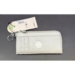 Kipling Dafni Bright Metallic Silver Card Case Lightweight Festival Travel